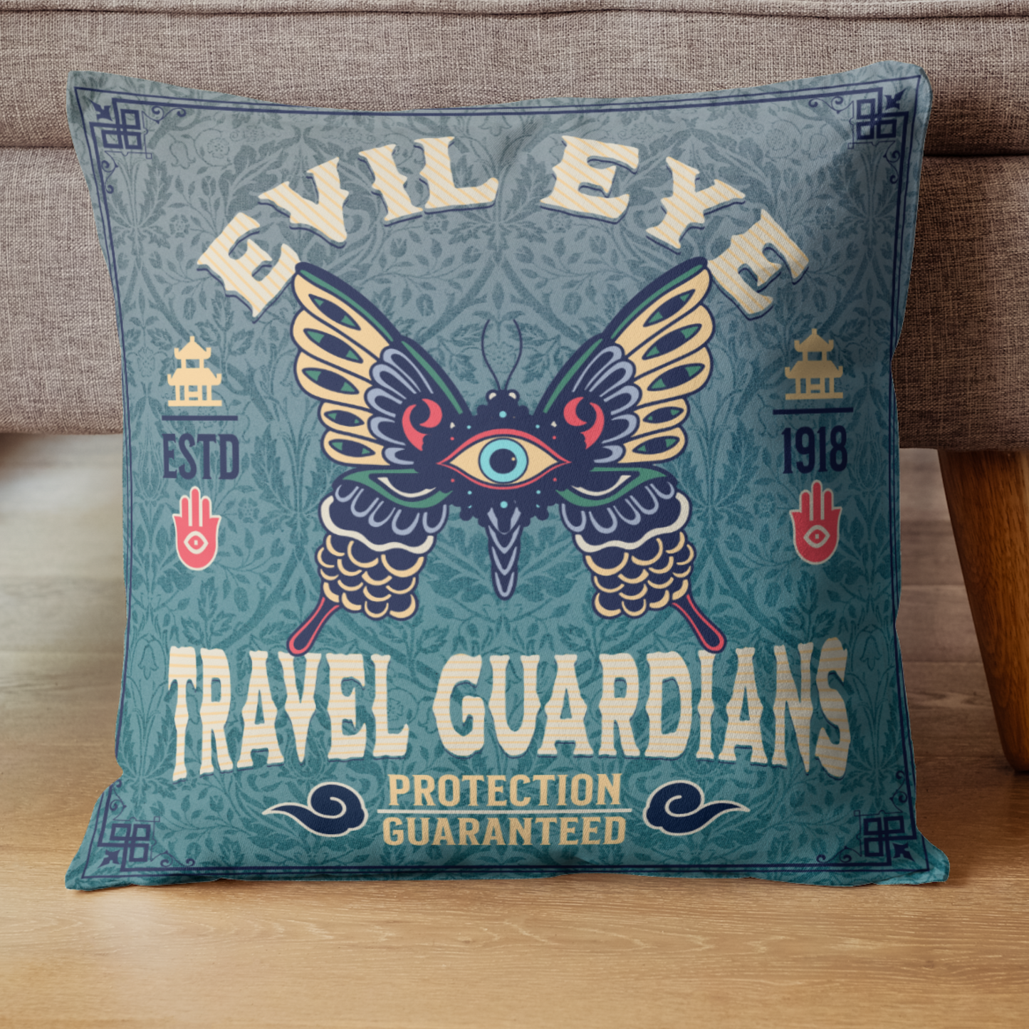 Butterfly Evil Eye 18" Decorative Throw Pillow