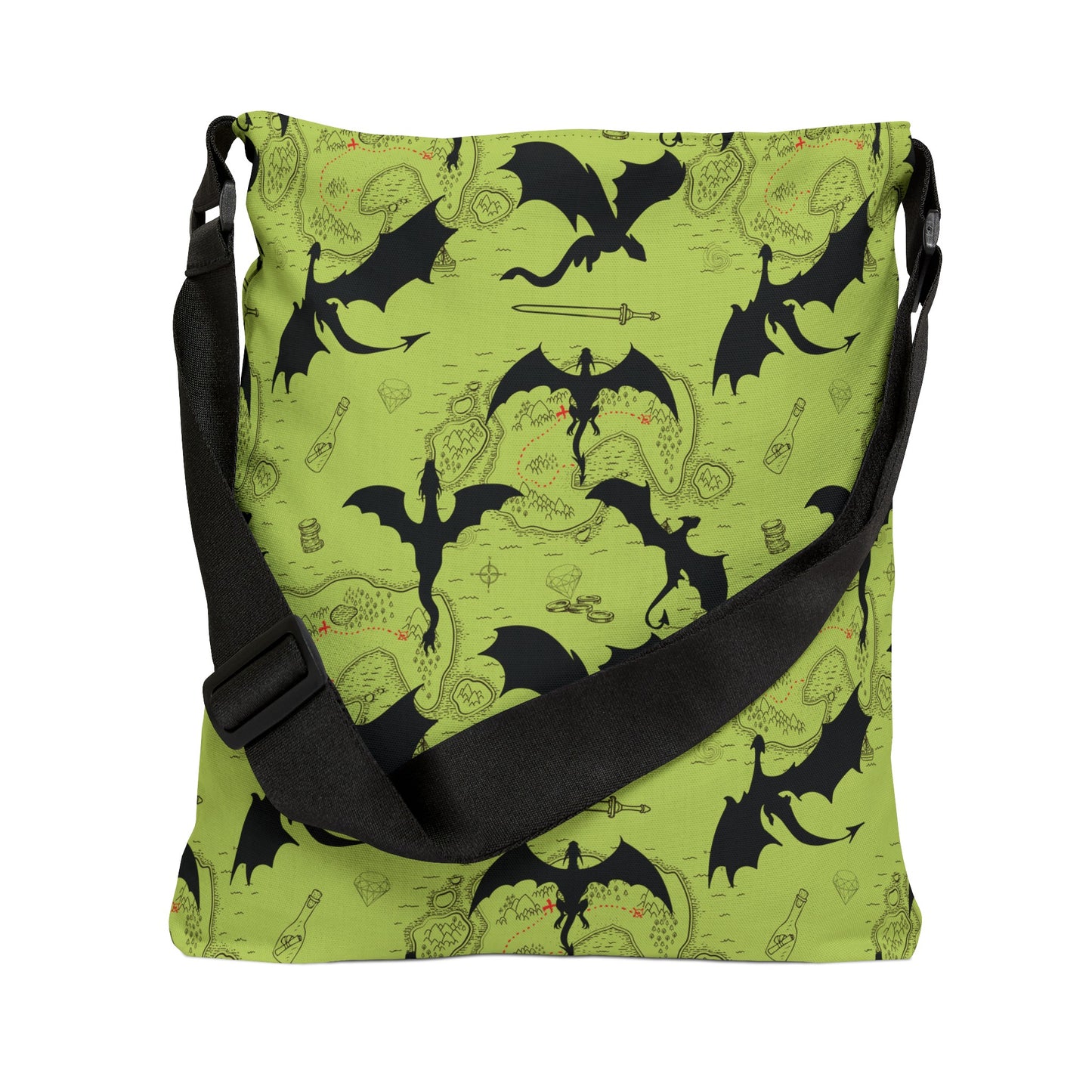 Dragon Treasure Tote Bag w/ Adjustable Strap - GREEN