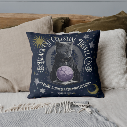 Black Cat Celestial Travel Co. 18" Pillow